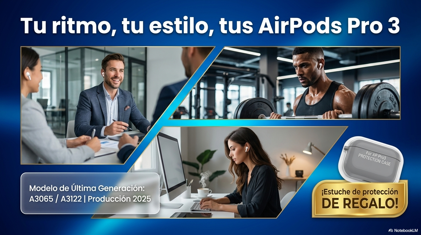 Nuevos AirPods Pro 3 (Modelo 2025) con Cancelación de Ruido + Estuche de Protección GRATIS