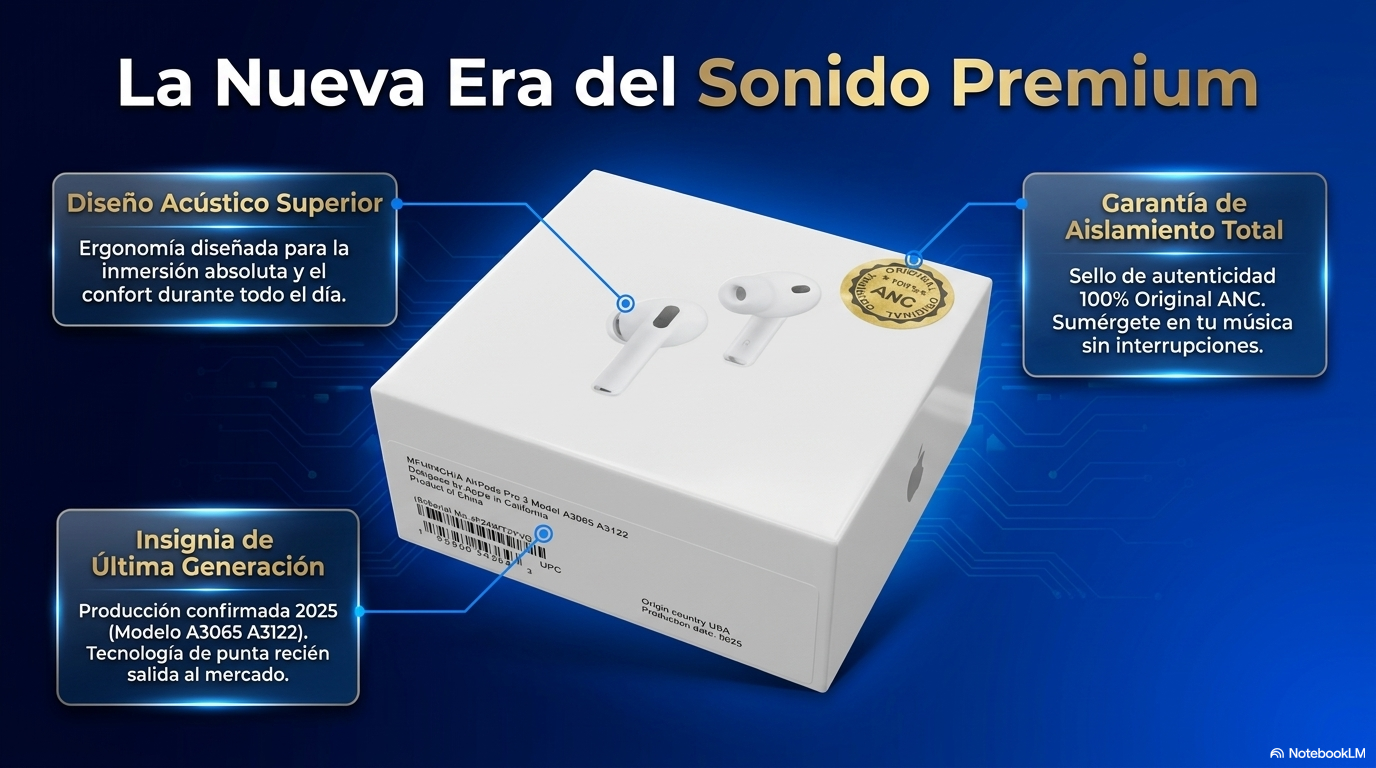 Nuevos AirPods Pro 3 (Modelo 2025) con Cancelación de Ruido + Estuche de Protección GRATIS